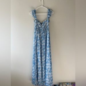 Aakaa Blue Maxi Floral Dress